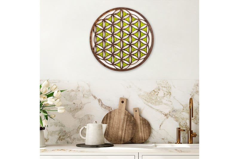 Geometric Canvasbillede - Grøn/Brun/Hvid - Boligtilbehør - Billeder & kunst - Billeder på lærred