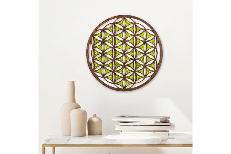 Geometric Canvasbillede - Grøn/Brun/Hvid - Boligtilbehør - Billeder & kunst - Billeder på lærred