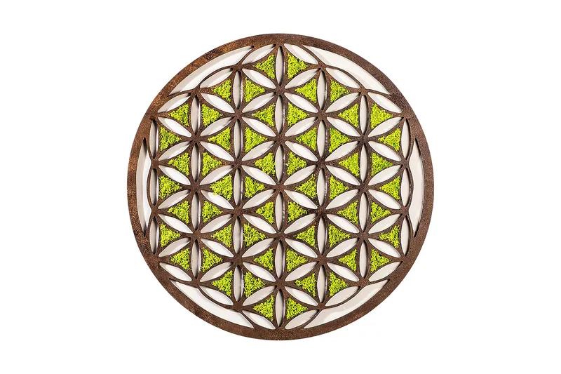 Geometric Canvasbillede, Grøn/Brun/Hvid