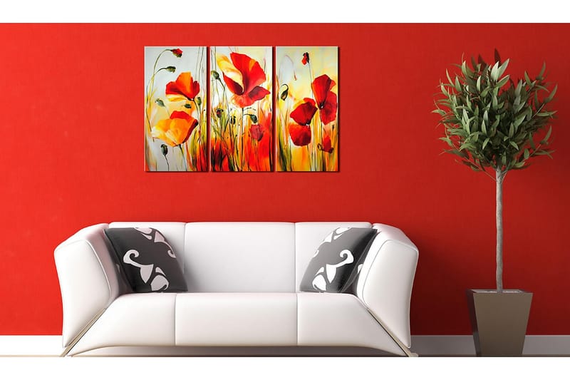 Kanvasbillede Rød eng 120x80 cm - Artgeist sp. z o. o. - Boligtilbehør - Billeder & kunst - Billeder på lærred