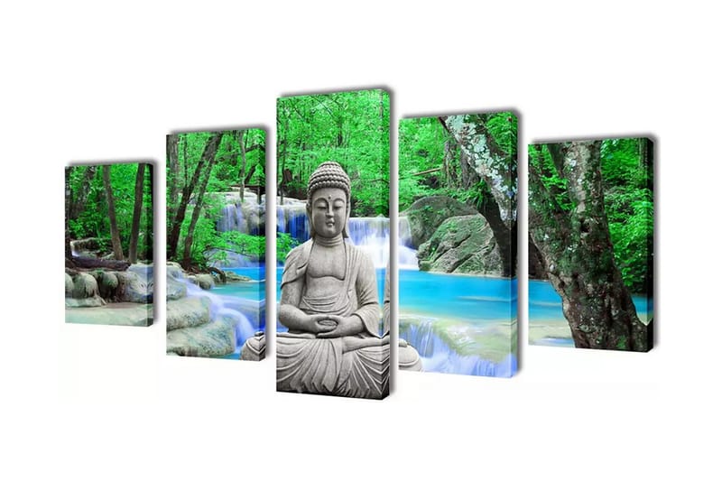 Kanvasbilledsæt Buddha 200 X 100 Cm - Flerfarvet - Boligtilbehør - Billeder & kunst - Billeder på lærred