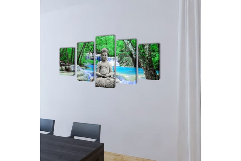 Kanvasbilledsæt Buddha 200 X 100 Cm - Flerfarvet - Boligtilbehør - Billeder & kunst - Billeder på lærred