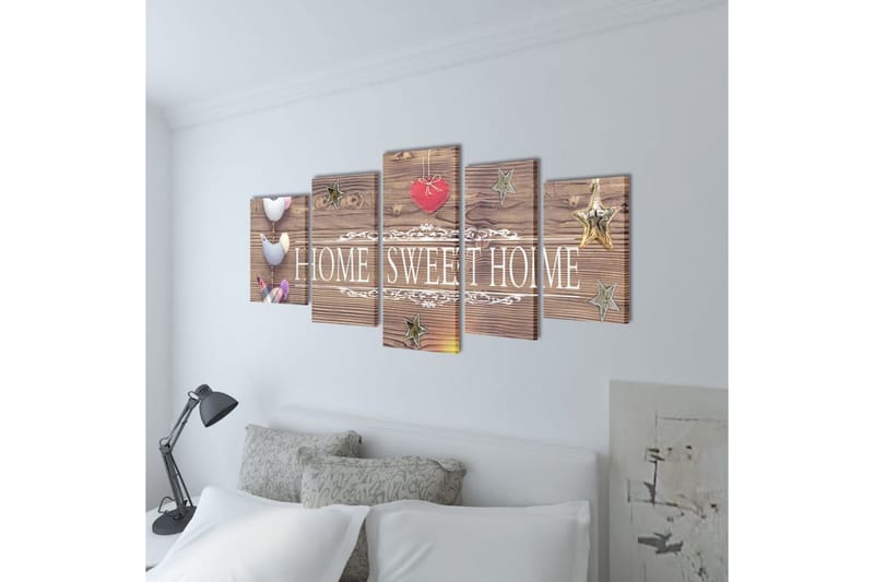 Kanvasbilledsæt Home Sweet Home 100 X 50 Cm - Flerfarvet - Boligtilbehør - Billeder & kunst - Billeder på lærred