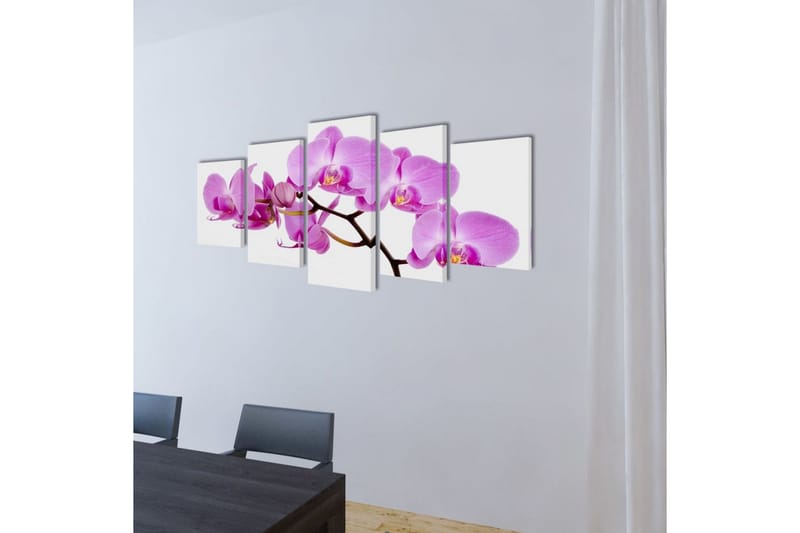 Kanvasbilledsæt Orkide 100 X 50 Cm - Flerfarvet - Boligtilbehør - Billeder & kunst - Billeder på lærred