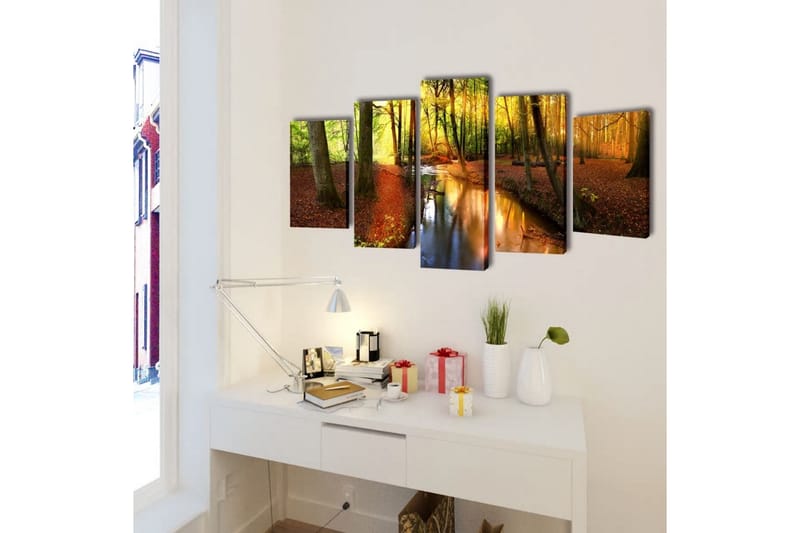 Kanvasbilledsæt Skov 200 X 100 Cm - Flerfarvet - Boligtilbehør - Billeder & kunst - Billeder på lærred