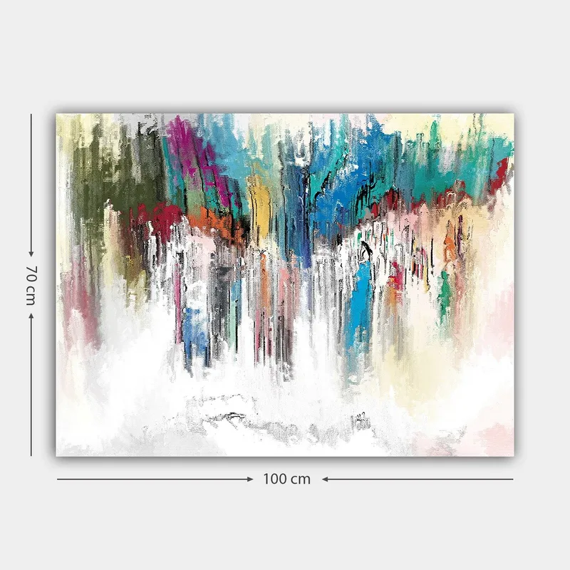 Lærred 70x100 cm - Abstrakt farveeksplosion med elementer af blå og rød - Blå / Rød / Grøn - Boligtilbehør - Billeder & kunst - Billeder på lærred