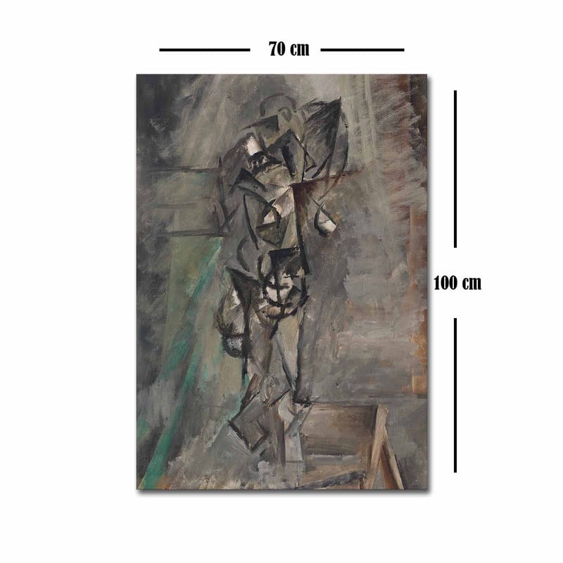 Lærred 70x100 cm - Abstrakt figurativ komposition med en menneskefigur i fokus - Grå / Sort / Brun - Boligtilbehør - Billeder & kunst - Billeder på lærred