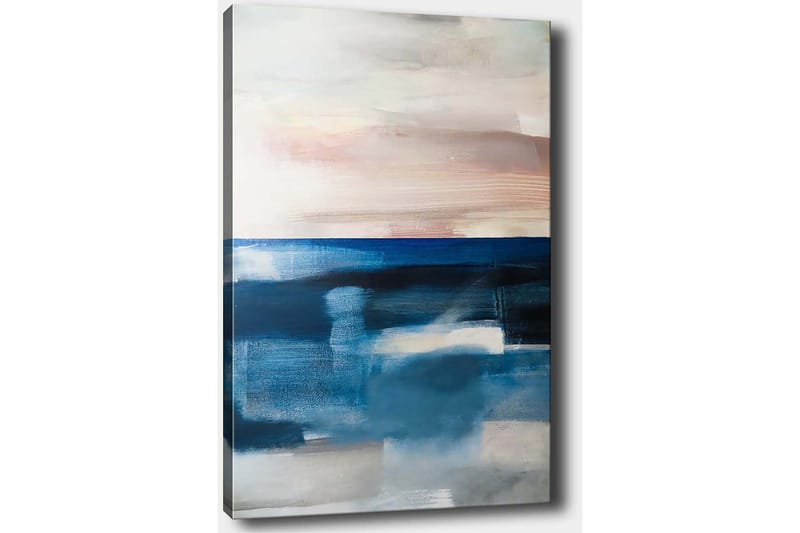 Lærred 70x100 cm - Abstrakt havlandskab med bløde farveovergange - Mørkeblå / Lyseblå / Grå - Boligtilbehør - Billeder & kunst - Billeder på lærred