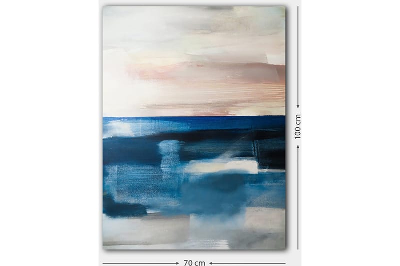 Lærred 70x100 cm - Abstrakt havlandskab med bløde farveovergange - Mørkeblå / Lyseblå / Grå - Boligtilbehør - Billeder & kunst - Billeder på lærred