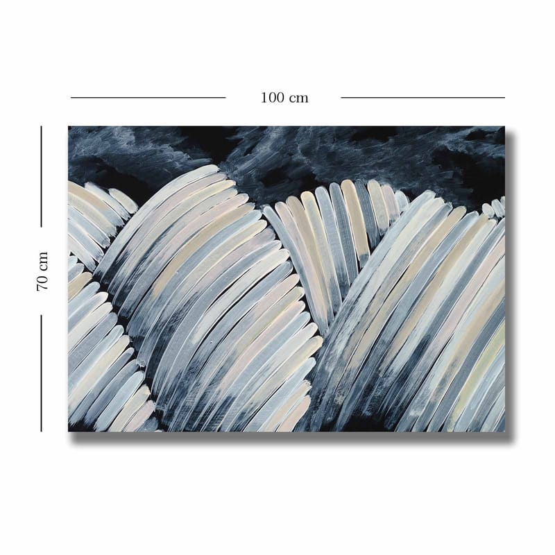 Lærred 70x100 cm - Abstrakt komposition af bølgende former i sort-hvid - Sort / Hvid / Grå - Boligtilbehør - Billeder & kunst - Billeder på lærred