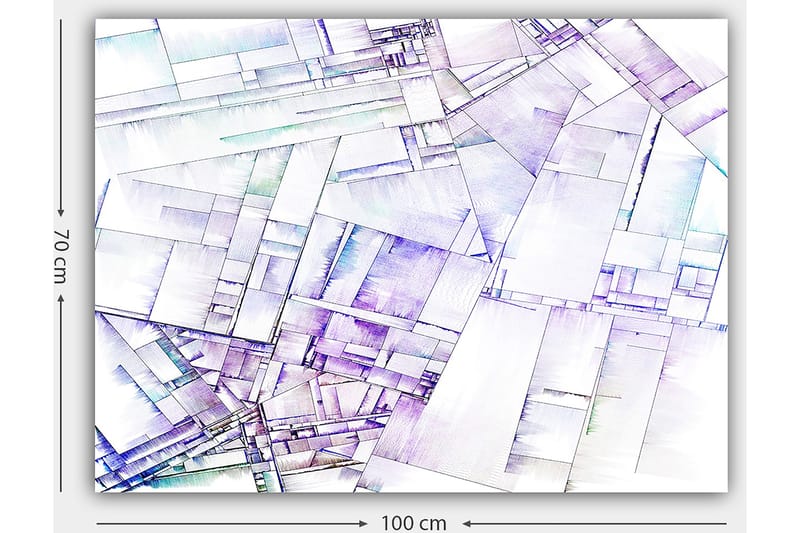 Lærred 70x100 cm - Abstrakt komposition af geometriske former i bløde nuancer - Lilla / Hvid / Lyseblå - Boligtilbehør - Billeder & kunst - Billeder på lærred