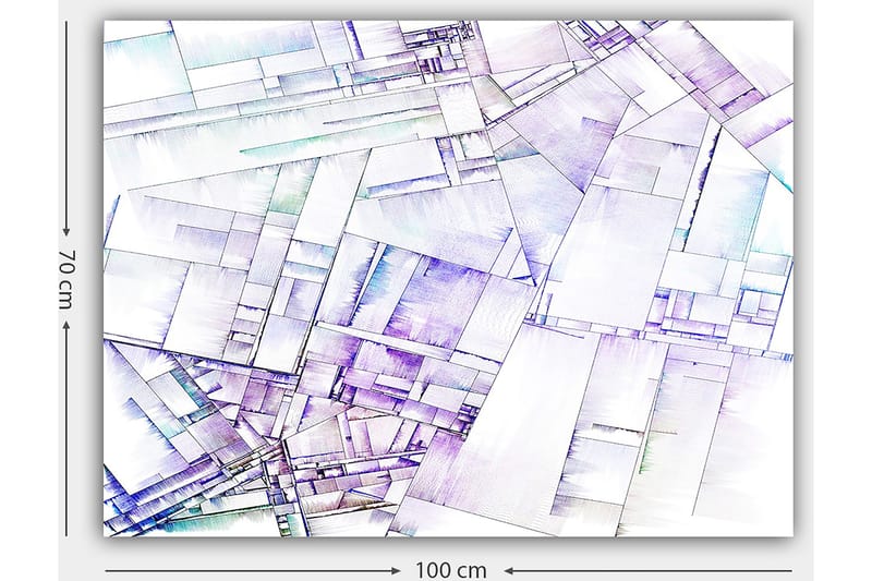 Lærred 70x100 cm - Abstrakt komposition af geometriske former i bløde nuancer - Lilla / Hvid / Lyseblå - Boligtilbehør - Billeder & kunst - Billeder på lærred