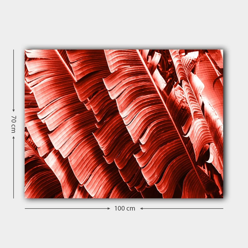 Lærred 70x100 cm - Abstrakt komposition af planteblade i dybe røde nuancer - Rød / Mørkerød - Boligtilbehør - Billeder & kunst - Billeder på lærred