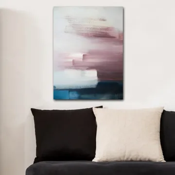 Lærred 70x100 cm - Abstrakt komposition med bløde farveovergange i lyserøde og blå nuancer - Lyserød / Blå / Hvid - Boligtilbehør - Billeder & kunst - Billeder på lærred