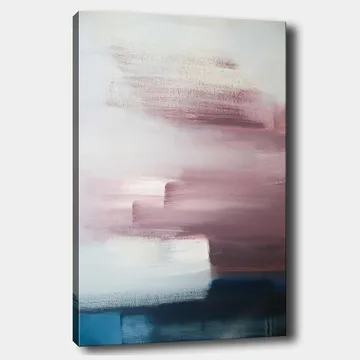Lærred 70x100 cm - Abstrakt komposition med bløde farveovergange i lyserøde og blå nuancer - Lyserød / Blå / Hvid - Boligtilbehør - Billeder & kunst - Billeder på lærred