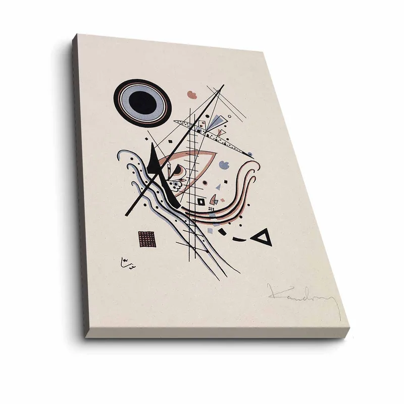 Lærred 70x100 cm - Abstrakt komposition med cirkler og linjer i harmonisk balance - Sort / Rød / Blå - Boligtilbehør - Billeder & kunst - Billeder på lærred