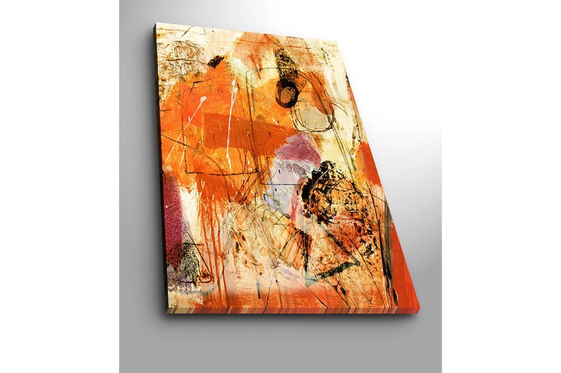 Lærred 70x100 cm - Abstrakt komposition med dominerende orange og røde toner, der skaber en energisk følelse - Orange / Rød / Lys beige - Boligtilbehør - Billeder & kunst - Billeder på lærred