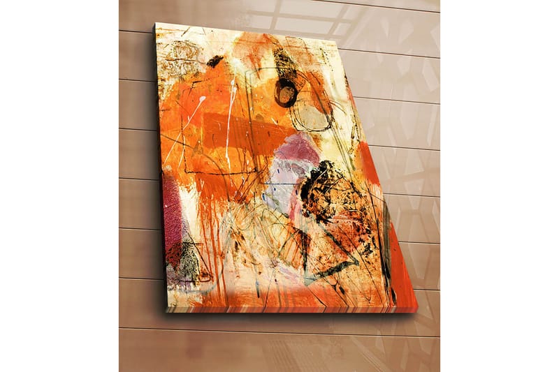 Lærred 70x100 cm - Abstrakt komposition med dominerende orange og røde toner, der skaber en energisk følelse - Orange / Rød / Lys beige - Boligtilbehør - Billeder & kunst - Billeder på lærred