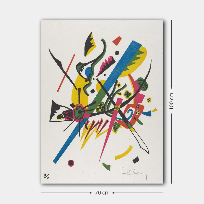 Lærred 70x100 cm - Abstrakt komposition med dynamiske linjer og former, der skaber en følelse af bevægelse - Grøn / Blå / Gul - Boligtilbehør - Billeder & kunst - Billeder på lærred