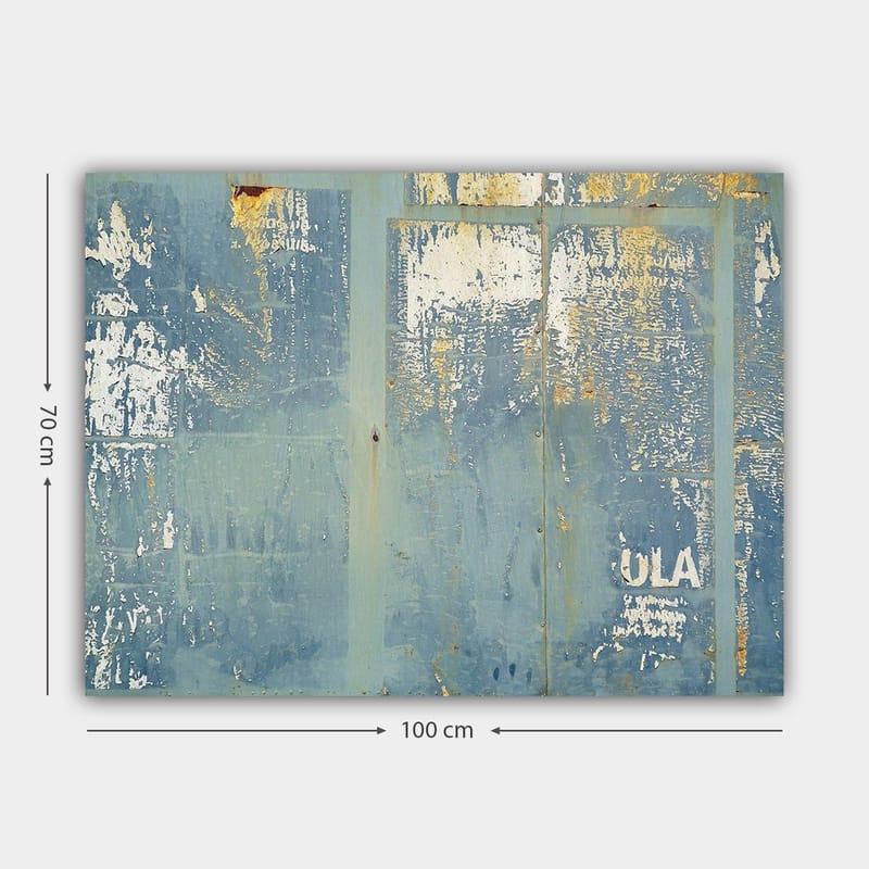 Lærred 70x100 cm - Abstrakt komposition med elementer af blå nuancer og tekstur - Blå / Hvid / Guld - Boligtilbehør - Billeder & kunst - Billeder på lærred