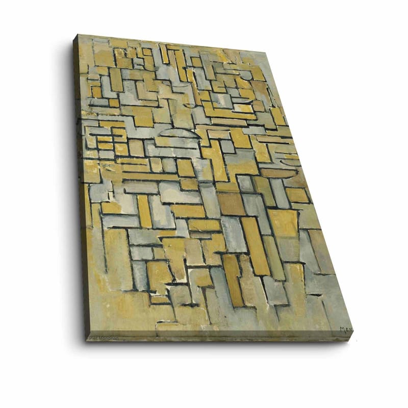 Lærred 70x100 cm - Abstrakt komposition med geometriske former i gul og grå - Gul / Grå - Boligtilbehør - Billeder & kunst - Billeder på lærred