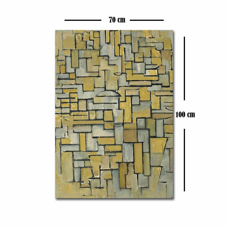 Lærred 70x100 cm - Abstrakt komposition med geometriske former i gul og grå - Gul / Grå - Boligtilbehør - Billeder & kunst - Billeder på lærred