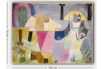 Lærred 70x100 cm - Abstrakt komposition med geometriske former og bløde farver, der skaber en drømmeagtig atmosfære - Lyserød / Gul / Grøn - Boligtilbehør - Billeder & kunst - Billeder på lærred