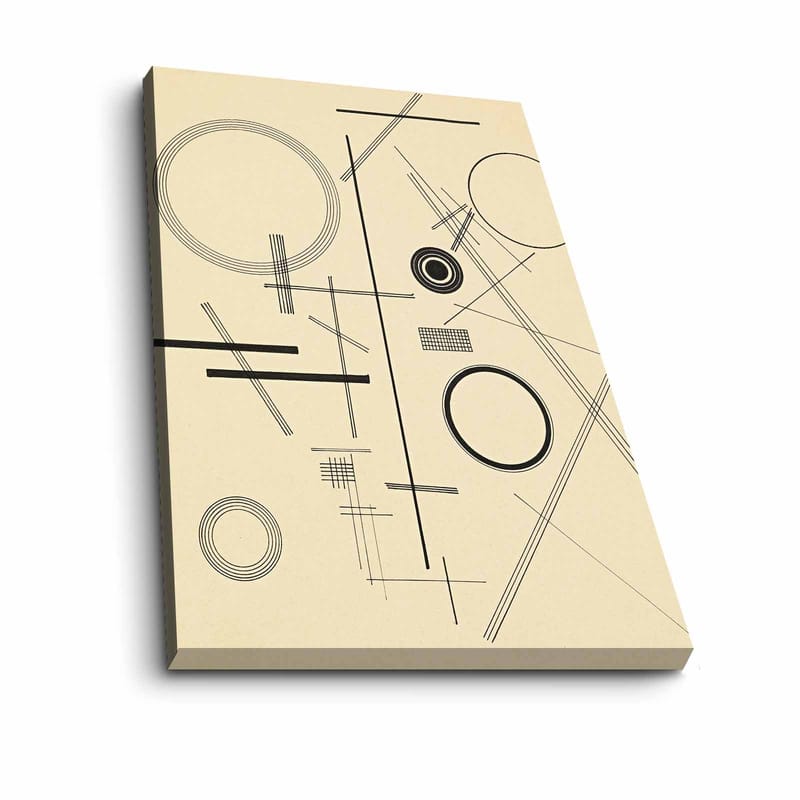 Lærred 70x100 cm - Abstrakt komposition med geometriske former og linjer - Beige / Sort - Boligtilbehør - Billeder & kunst - Billeder på lærred