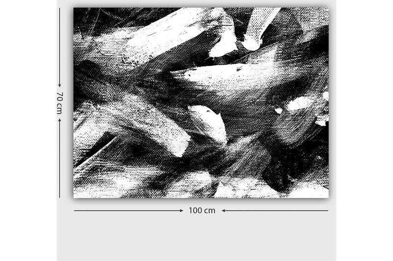 Lærred 70x100 cm - Abstrakt komposition med kraftfulde sort-hvide penselstrøg - Sort / Hvid - Boligtilbehør - Billeder & kunst - Billeder på lærred