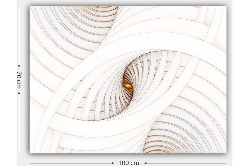 Lærred 70x100 cm - Abstrakt komposition med spiraler, der skaber en illusion af dybde og bevægelse - Hvid / Beige / Guld - Boligtilbehør - Billeder & kunst - Billeder på lærred