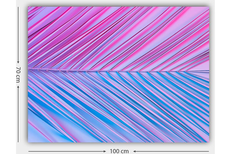 Lærred 70x100 cm - Abstrakt kunstværk med diagonale linjer i lyserøde og blå toner - Lyserød / Blå - Boligtilbehør - Billeder & kunst - Billeder på lærred