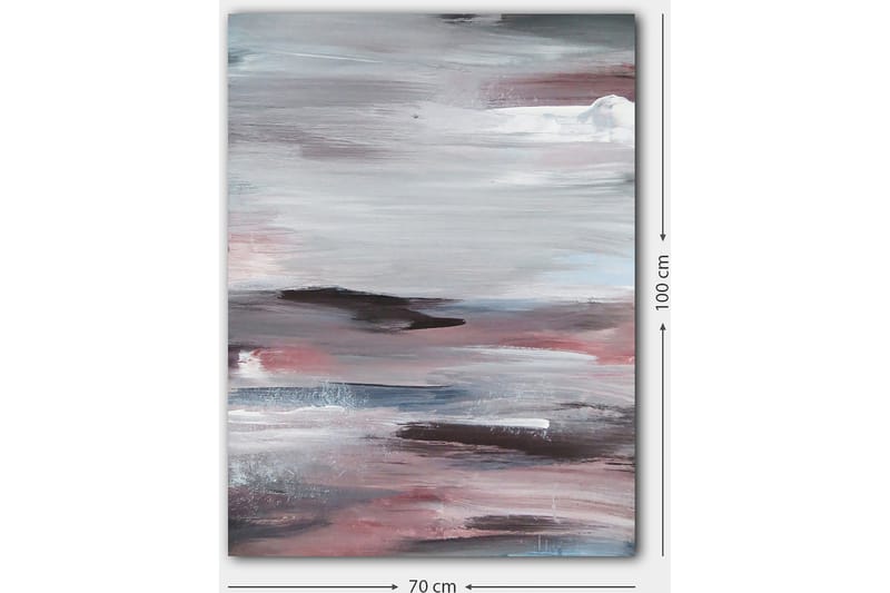 Lærred 70x100 cm - Abstrakt landskab med bløde, flydende former og dæmpede farver - Grå / Lyserød / Hvid - Boligtilbehør - Billeder & kunst - Billeder på lærred