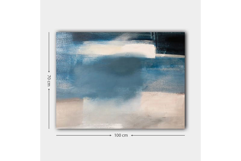 Lærred 70x100 cm - Abstrakt landskab med bløde blå nuancer og klare elementer - Mørkeblå / Lyseblå / Hvid - Boligtilbehør - Billeder & kunst - Billeder på lærred