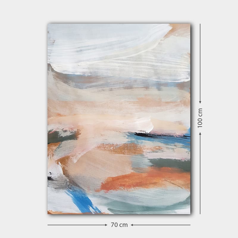 Lærred 70x100 cm - Abstrakt landskab med bløde farveovergange, der skaber en rolig atmosfære - Lyseblå / Terrakotta / Grøn - Boligtilbehør - Billeder & kunst - Billeder på lærred