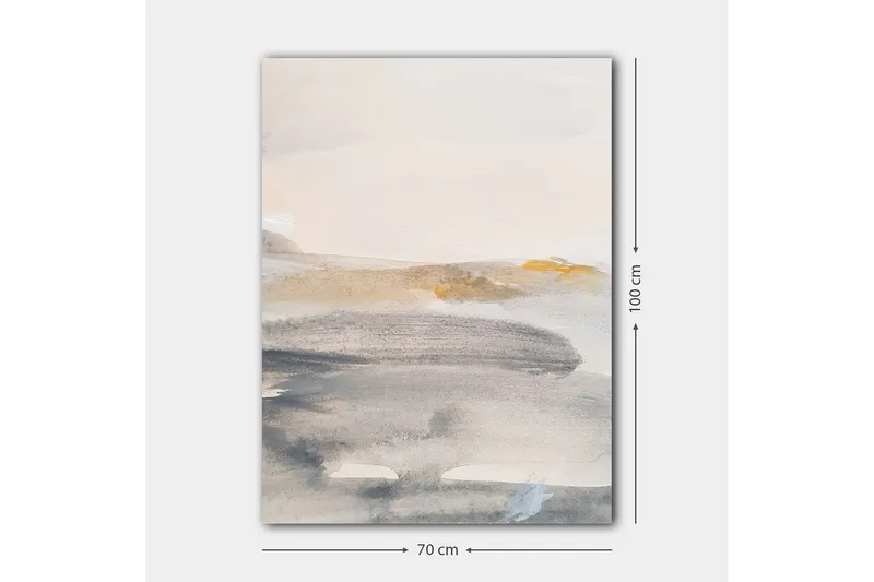 Lærred 70x100 cm - Abstrakt landskab med bløde farveovergange - Grå / Beige / Lyseblå - Boligtilbehør - Billeder & kunst - Billeder på lærred