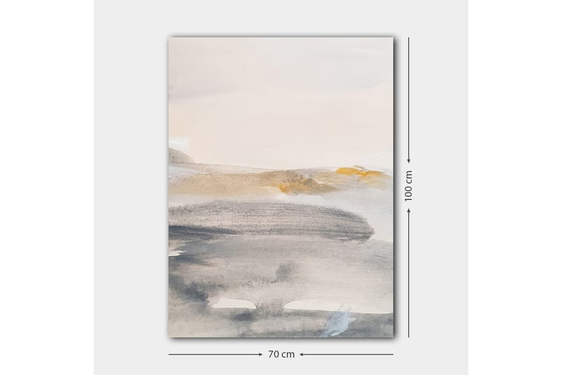 Lærred 70x100 cm - Abstrakt landskab med bløde farveovergange - Grå / Beige / Lyseblå - Boligtilbehør - Billeder & kunst - Billeder på lærred