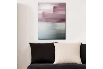 Lærred 70x100 cm - Abstrakt landskab med bløde farveovergange i lyserøde og blå nuancer - Lyserød / Blå / Grå - Boligtilbehør - Billeder & kunst - Billeder på lærred