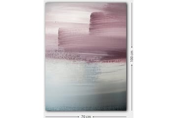Lærred 70x100 cm - Abstrakt landskab med bløde farveovergange i lyserøde og blå nuancer - Lyserød / Blå / Grå - Boligtilbehør - Billeder & kunst - Billeder på lærred