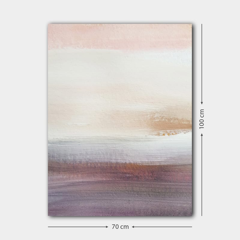 Lærred 70x100 cm - Abstrakt landskab med bløde farveovergange i pastelfarver - Lys pink / Beige / Lilla - Boligtilbehør - Billeder & kunst - Billeder på lærred