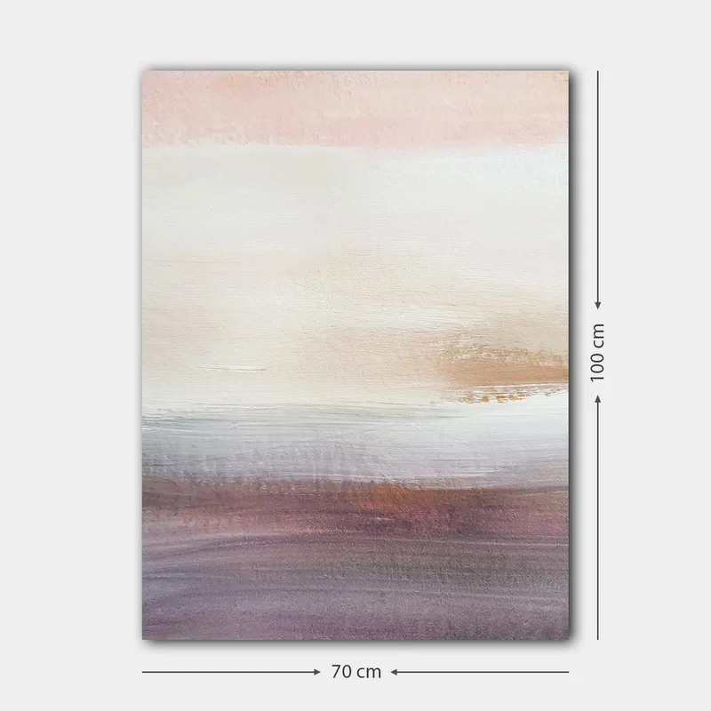 Lærred 70x100 cm - Abstrakt landskab med bløde farveovergange i pastelfarver - Lys pink / Beige / Lilla - Boligtilbehør - Billeder & kunst - Billeder på lærred