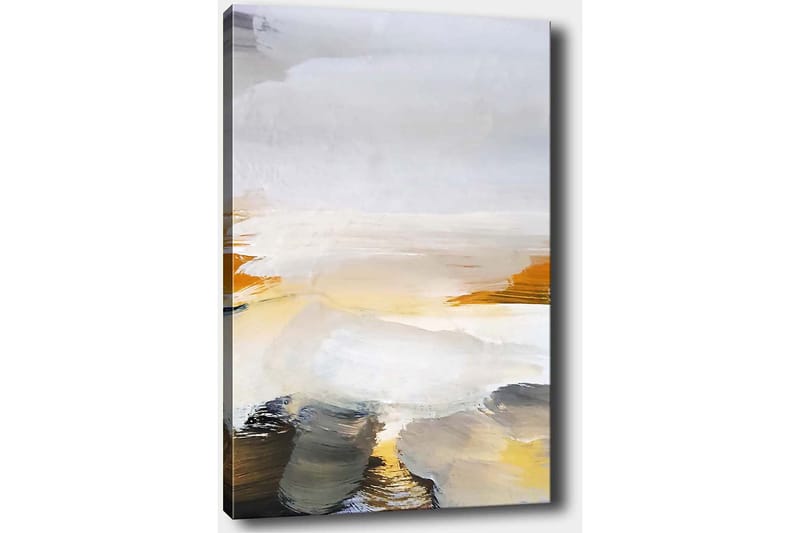 Lærred 70x100 cm - Abstrakt landskab med bløde farveovergange og klare toner - Grå / Hvid / Gul - Boligtilbehør - Billeder & kunst - Billeder på lærred