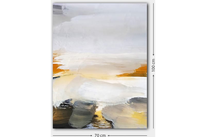 Lærred 70x100 cm - Abstrakt landskab med bløde farveovergange og klare toner - Grå / Hvid / Gul - Boligtilbehør - Billeder & kunst - Billeder på lærred
