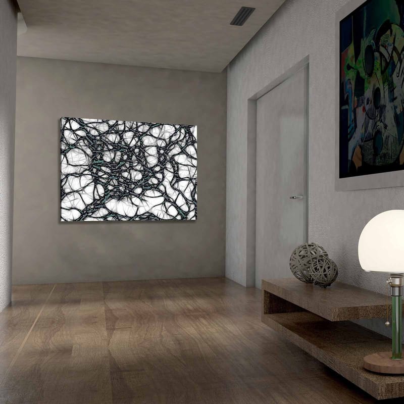 Lærred 70x100 cm - Abstrakt netværk af ord, der udtrykker følelser og tanker - Sort / Lyseblå / Hvid - Boligtilbehør - Billeder & kunst - Billeder på lærred