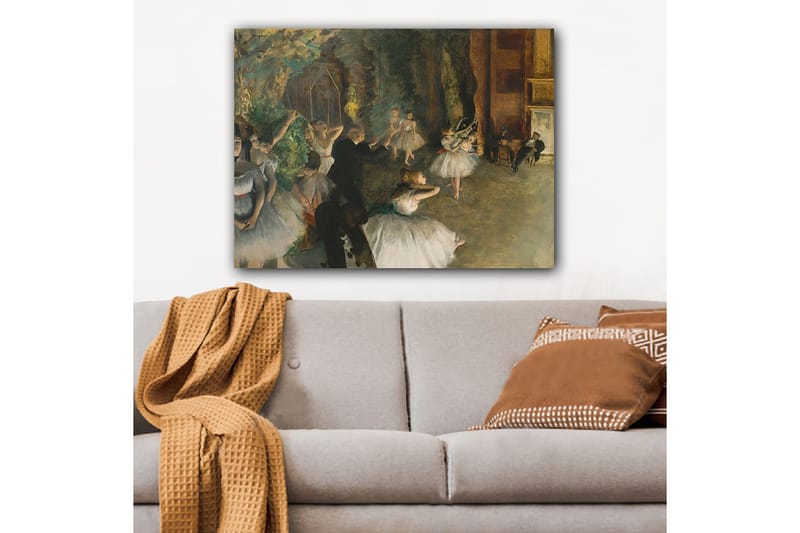 Lærred 70x100 cm - Balletforestilling med dansende ballerinaer i fokus - Hvid / Grøn / Brun - Boligtilbehør - Billeder & kunst - Billeder på lærred