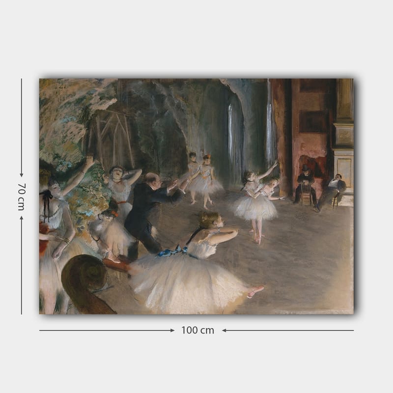 Lærred 70x100 cm - Balletforestilling med dansere i tutuer, der øver sig under vejledning af en koreograf - Lyseblå / Hvid / Beige - Boligtilbehør - Billeder & kunst - Billeder på lærred