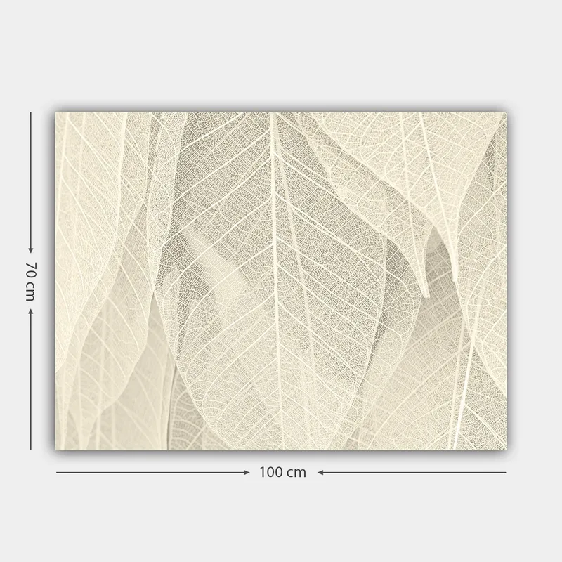 Lærred 70x100 cm - Blød og diskret komposition af gennemskinnelige blade, der skaber en følelse af ro og harmoni - Lys beige / Hvid - Boligtilbehør - Billeder & kunst - Billeder på lærred