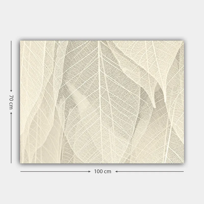 Lærred 70x100 cm - Blød og diskret komposition af gennemskinnelige blade, der skaber en følelse af ro og harmoni - Lys beige / Hvid - Boligtilbehør - Billeder & kunst - Billeder på lærred