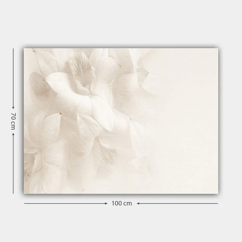 Lærred 70x100 cm - Bløde blomster i diskrete hvide nuancer - Hvid / Lys beige - Boligtilbehør - Billeder & kunst - Billeder på lærred