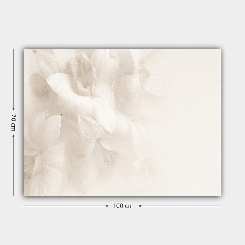 Lærred 70x100 cm - Bløde blomster i diskrete hvide nuancer - Hvid / Lys beige - Boligtilbehør - Billeder & kunst - Billeder på lærred