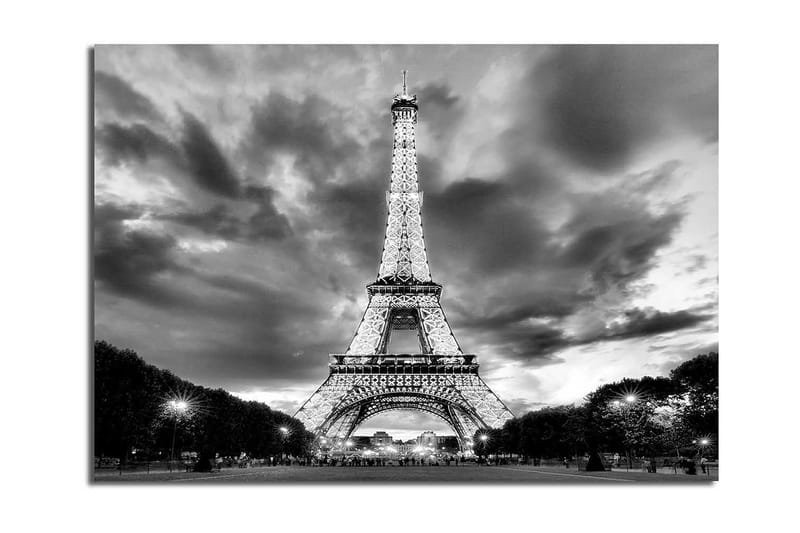 Lærred 70x100 cm - Eiffeltårnet i en dramatisk sort-hvid komposition, Sort / Hvid / Grå